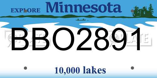BBO2891 Minnesota License Plate