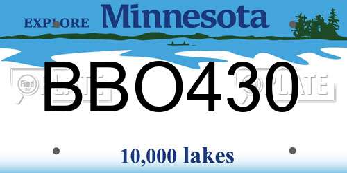 BBO430 Minnesota License Plate