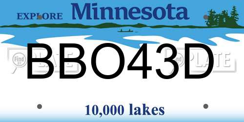 BBO43D Minnesota License Plate