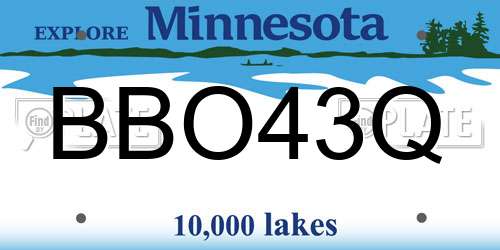 BBO43Q Minnesota License Plate