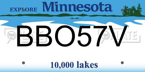 BBO57V Minnesota License Plate