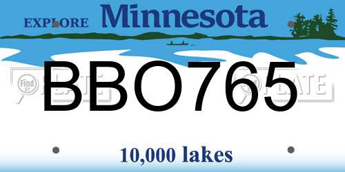 BBO765 Minnesota License Plate