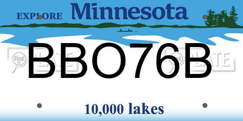 BBO76B Minnesota License Plate