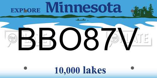 BBO87V Minnesota License Plate