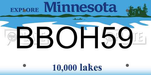 BBOH59 Minnesota License Plate