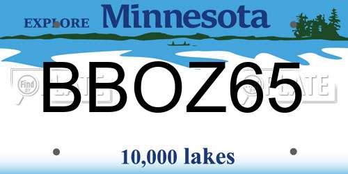 BBOZ65 Minnesota License Plate