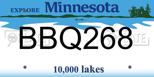 BBQ268 Minnesota License Plate