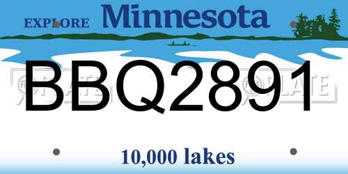 BBQ2891 Minnesota License Plate