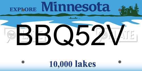 BBQ52V Minnesota License Plate