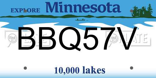 BBQ57V Minnesota License Plate