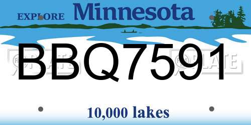 BBQ7591 Minnesota License Plate