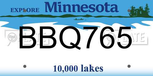 BBQ765 Minnesota License Plate
