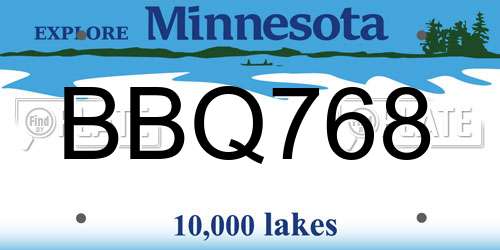 BBQ768 Minnesota License Plate