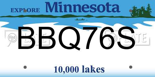 BBQ76S Minnesota License Plate