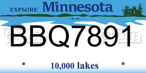 BBQ7891 Minnesota License Plate