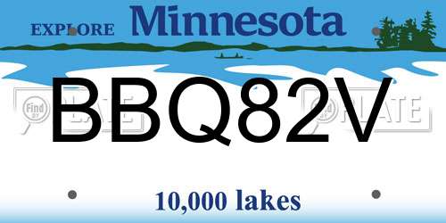 BBQ82V Minnesota License Plate