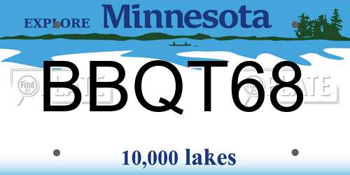 BBQT68 Minnesota License Plate