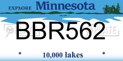 BBR562 Minnesota License Plate