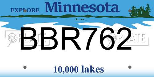 BBR762 Minnesota License Plate