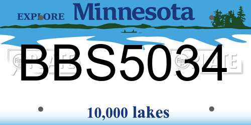 BBS5034 Minnesota License Plate