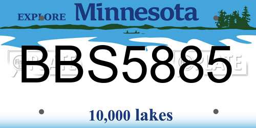 BBS5885 Minnesota License Plate