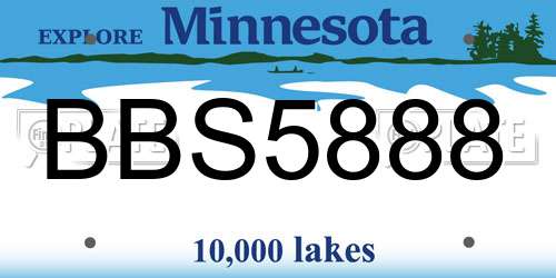 BBS5888 Minnesota License Plate