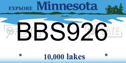 BBS926 Minnesota License Plate