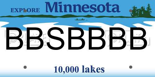 BBSBBBB Minnesota License Plate