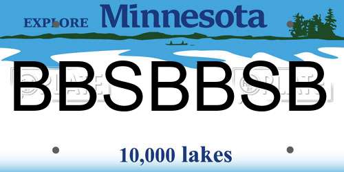 BBSBBSB Minnesota License Plate