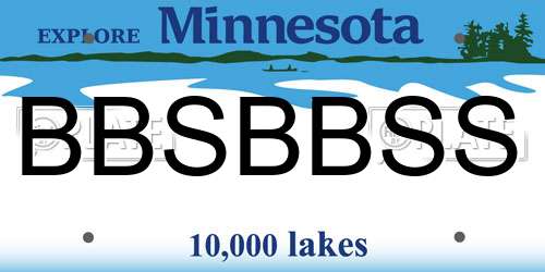 BBSBBSS Minnesota License Plate