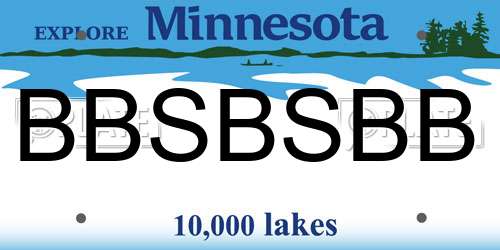 BBSBSBB Minnesota License Plate