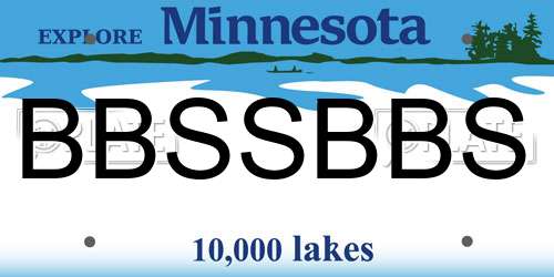 BBSSBBS Minnesota License Plate