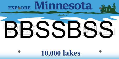 BBSSBSS Minnesota License Plate