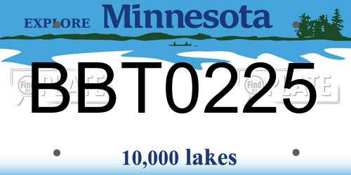 BBT0225 Minnesota License Plate