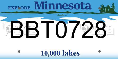BBT0728 Minnesota License Plate