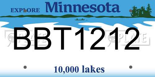 BBT1212 Minnesota License Plate