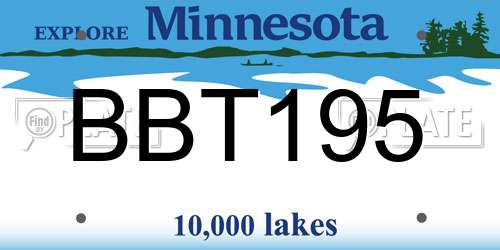 BBT195 Minnesota License Plate