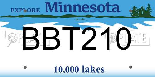 BBT210 Minnesota License Plate