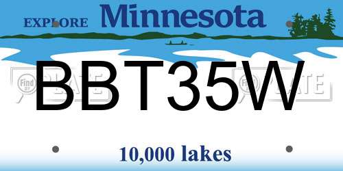BBT35W Minnesota License Plate