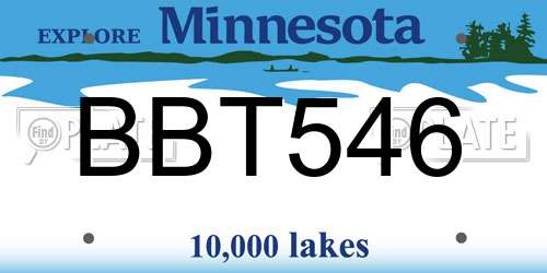BBT546 Minnesota License Plate