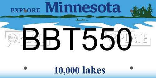 BBT550 Minnesota License Plate