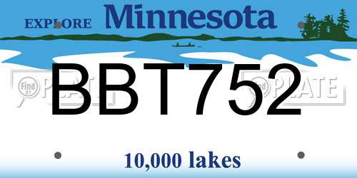 BBT752 Minnesota License Plate