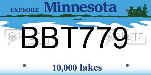 BBT779 Minnesota License Plate