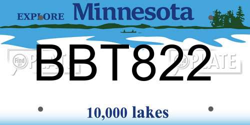 BBT822 Minnesota License Plate