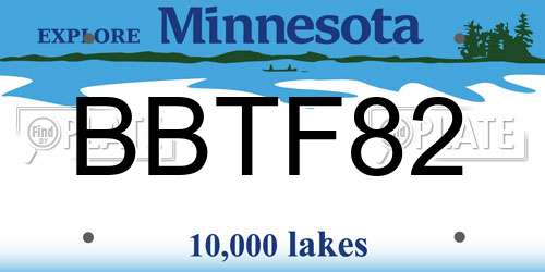 BBTF82 Minnesota License Plate