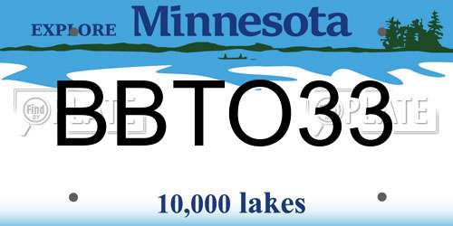 BBTO33 Minnesota License Plate