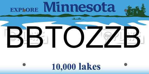 BBTOZZB Minnesota License Plate