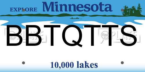 BBTQTTS Minnesota License Plate