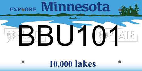 BBU101 Minnesota License Plate