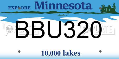 BBU320 Minnesota License Plate